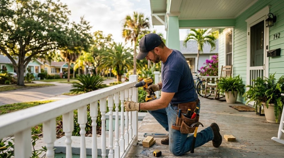 Handyman working on a home repair in St. Petersburg, Florida