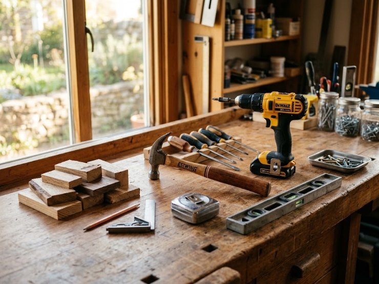 General home repairs — tools on a workbench