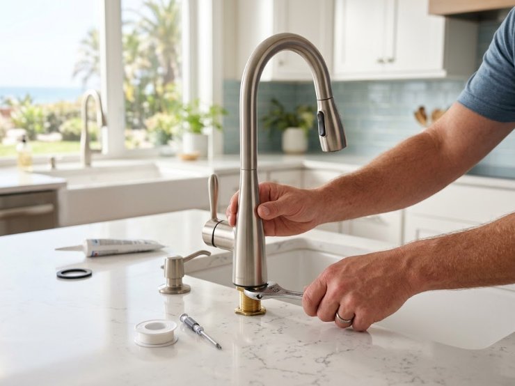 Faucet installation — plumbing fixture service