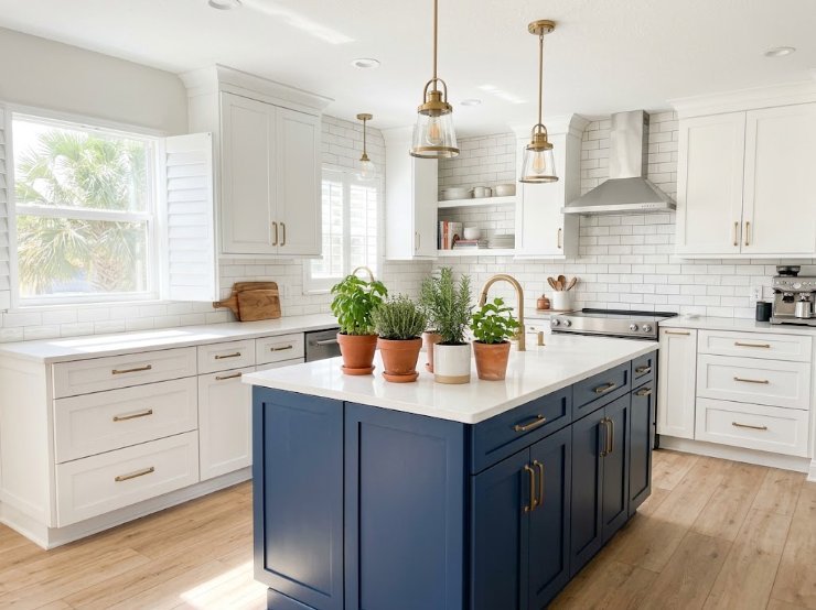 Remodeled kitchen with new backsplash